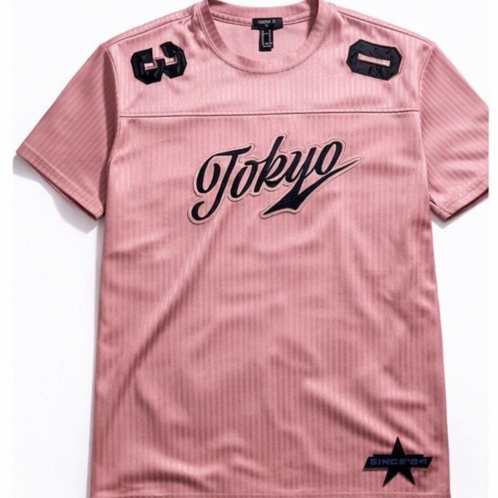 Tokyo Script Graphic Jersey Shirt Pink Streetwear Medium